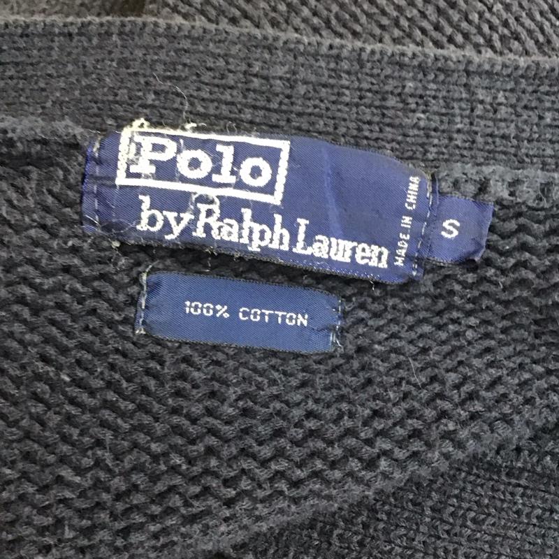 ポロバイラルフローレン Polo by RALPH LAUREN カーディガン 長袖 長袖ニットカーディガン リブニットカーディガン 前ボタン S ロゴ、文字 紺 / ネイビー / メンズ USED 古着 中古 10114978