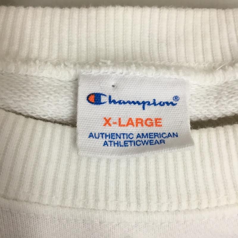 チャンピオン Champion トレーナー 長袖 XL プリント X ロゴ、文字 白 / ホワイト / メンズ USED 古着 中古 10110831