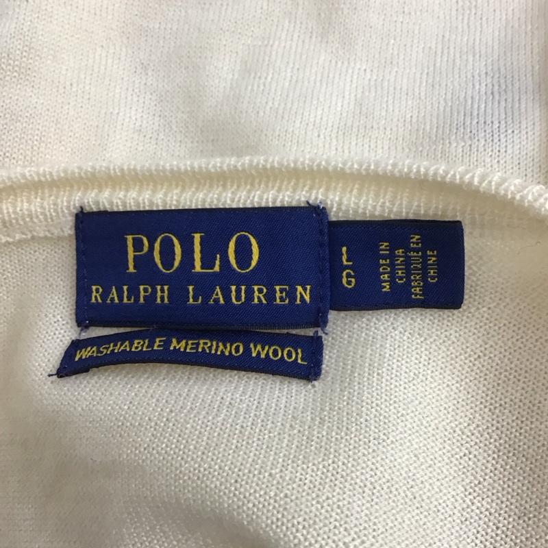 ポロラルフローレン POLO RALPH LAUREN カーディガン 長袖 長袖カーディガン 前ボタン ニットカーディガン L ロゴ、文字 オフホワイト / オフホワイト / レディース USED 古着 中古 10125205