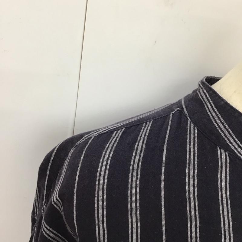 ニコアンド niko and... ワンピース ロングスカート ST93SH13ST バンドカラー シャツワンピース 七分袖 3 ストライプ 紺 / ネイビー / レディース USED 古着 中古 10133443