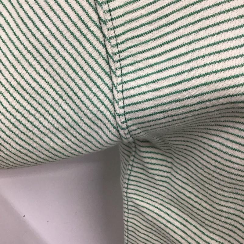 クッシュマン CUSHMAN カットソー 半袖 半袖カットソー ヘンリーネックカットソー プリントカットソー M ボーダー柄 白 / ホワイト / X 緑 / グリーン /  メンズ USED 古着 中古 10113129