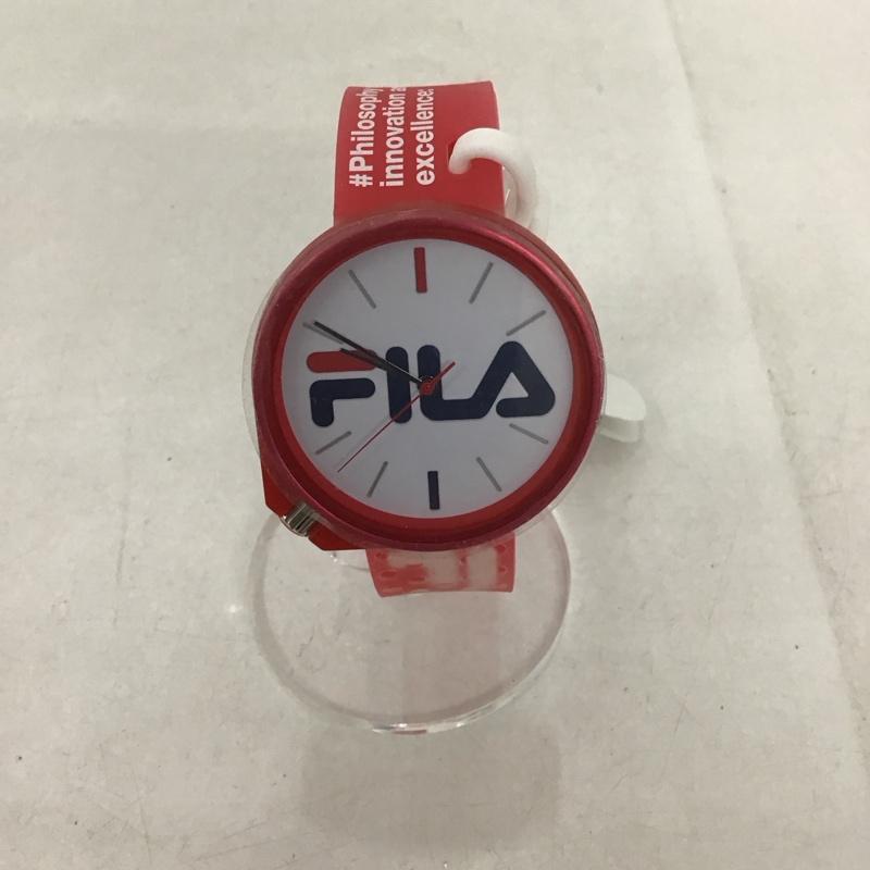 フィラ FILA 腕時計 アナログ(クォーツ式) 38-199 シリコンベルト 箱有 ロゴ、文字 赤 / レッド / レディース USED 古着 中古 10134431