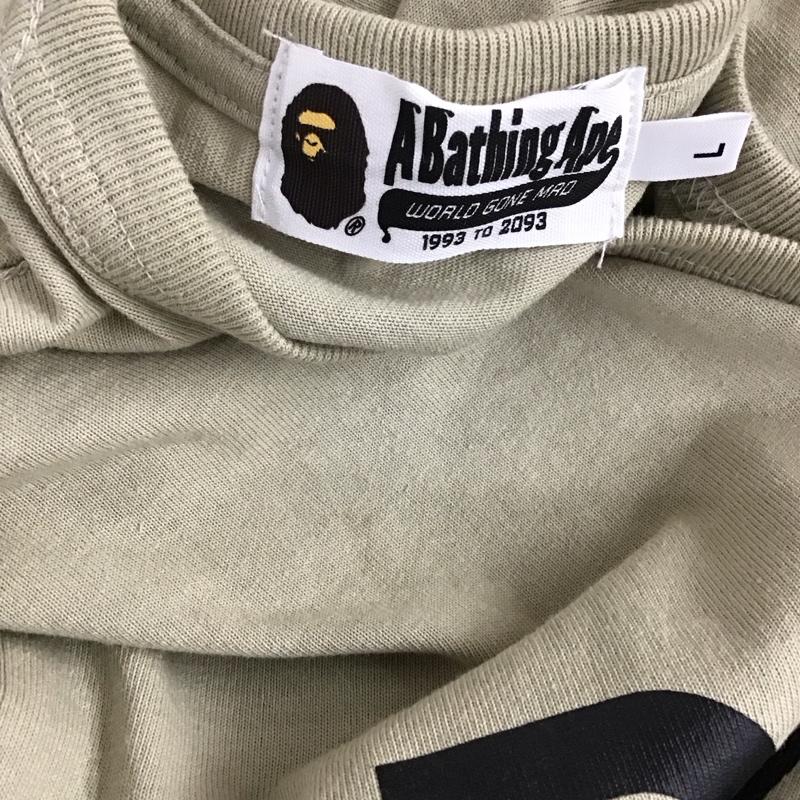 アベイシングエイプ A BATHING APE Tシャツ 半袖 半袖カットソー プリントTシャツ クルーネックカットソー L ロゴ、文字 ベージュ / ベージュ /  メンズ USED 古着 中古 10112708