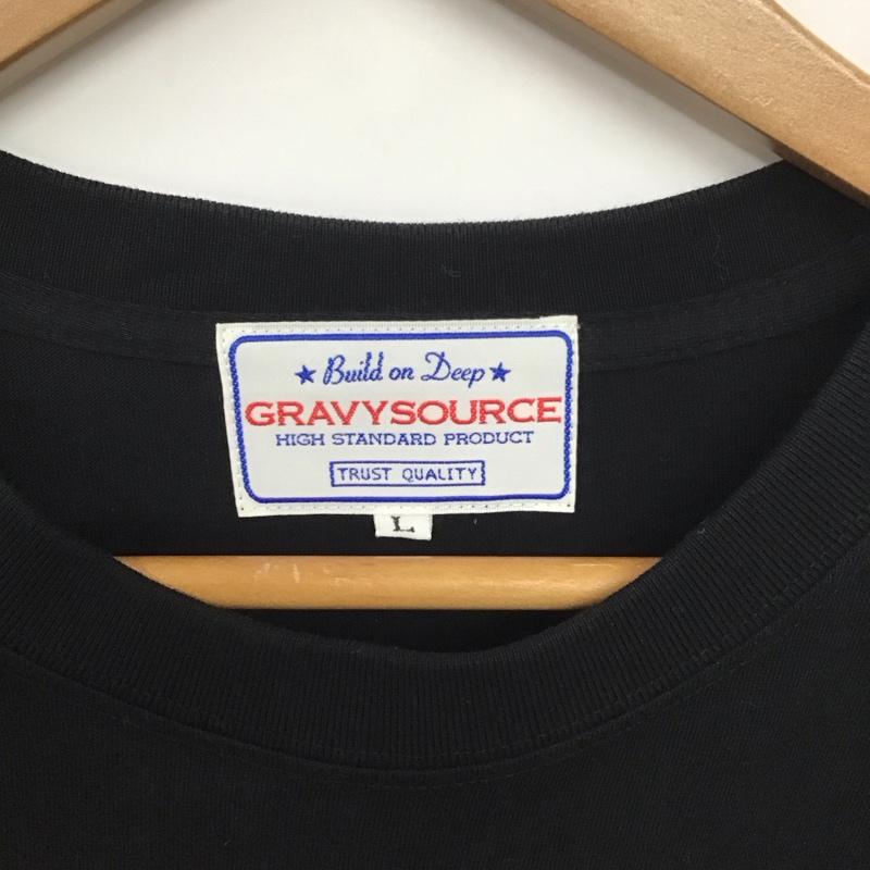 グレイビーソース GRAVYSOURCE Tシャツ 半袖 半袖カットソー プリントTシャツ クルーネックカットソー L プリント 黒 / ブラック / メンズ USED 古着 中古 10138613