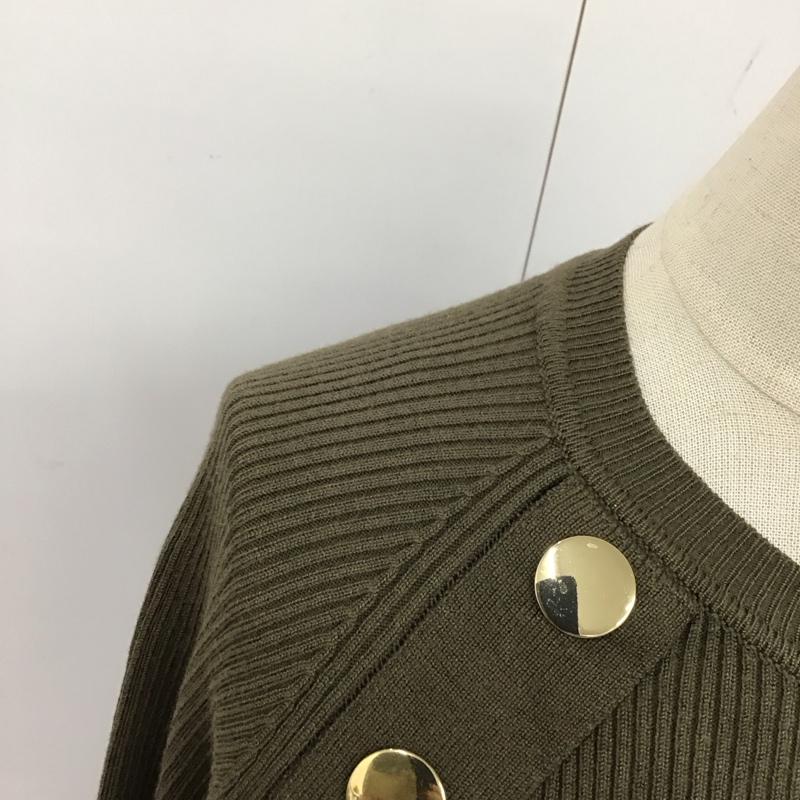 ザラ ZARA ニット、セーター 長袖 長袖ニットカットソー セーター クルーネック S 無地 カーキ / カーキ / レディース USED 古着 中古 10118515