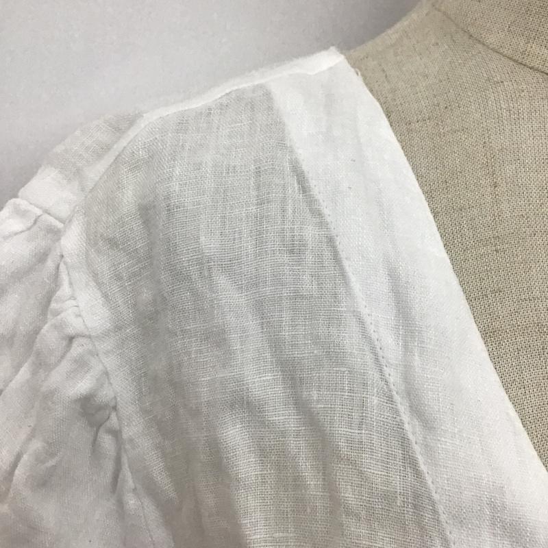 ザラ ZARA カットソー 半袖 麻 リネン Vネック ブラウス L 無地 白 / ホワイト /  レディース USED 古着 中古 10107167