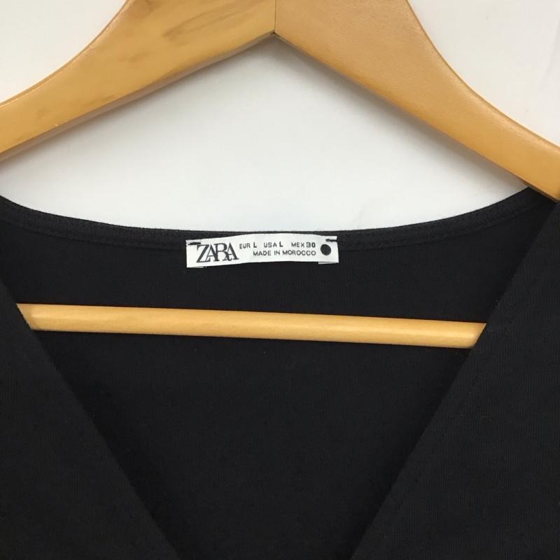 ザラ ZARA カットソー 半袖 L 無地 黒 / ブラック / レディース USED 古着 中古 10130236