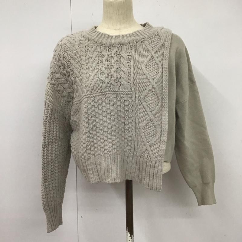 ジーナシス JEANASIS ニット、セーター 長袖 長袖ニットカットソー クルーネック セーター FREE 無地 灰 / グレー / レディース USED 古着 中古 10126099