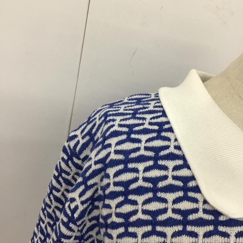 ザラ ZARA ポロシャツ 半袖 L 総柄 白 / ホワイト / X 青 / ブルー / レディース USED 古着 中古 10113497