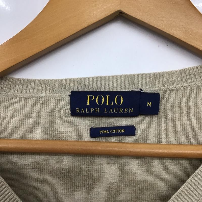 ポロラルフローレン POLO RALPH LAUREN ニット、セーター 長袖 長袖ニットカットソー Vネック セーター M ロゴ、文字 ベージュ / ベージュ / メンズ USED 古着 中古 10133076