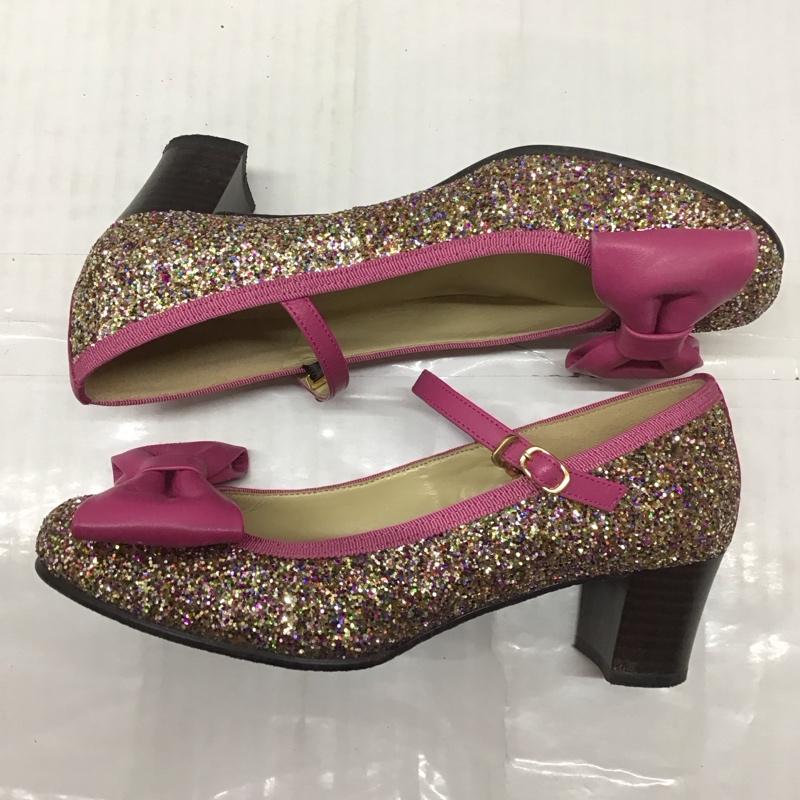 古着 USED パンプス パンプス Leur Getter グリッター リボン ストラップ ヒール 22.5cm 22.5cm 桃 / ピンク / レディース USED 古着 中古 10113417
