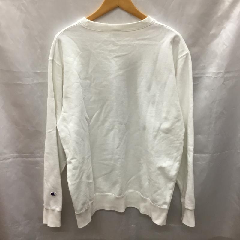 チャンピオン Champion トレーナー 長袖 XL プリント X ロゴ、文字 白 / ホワイト / メンズ USED 古着 中古 10110831