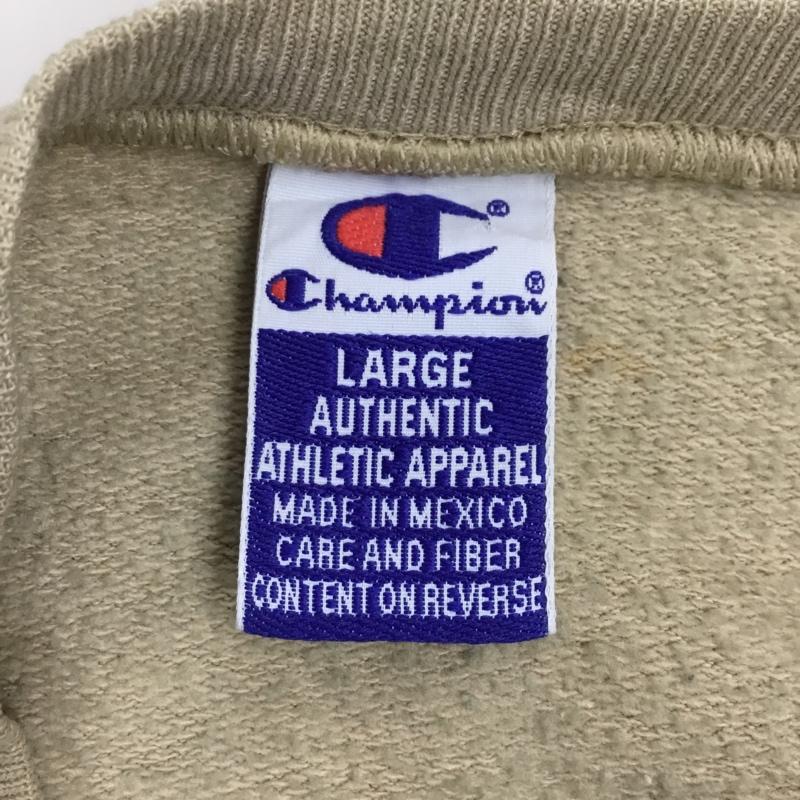 チャンピオン Champion トレーナー 長袖 長袖スウェット 長袖トレーナー リブカットソー 長袖カットソー 刺繍トレーナー L ロゴ、文字 ベージュ / ベージュ / メンズ USED 古着 中古 10106410