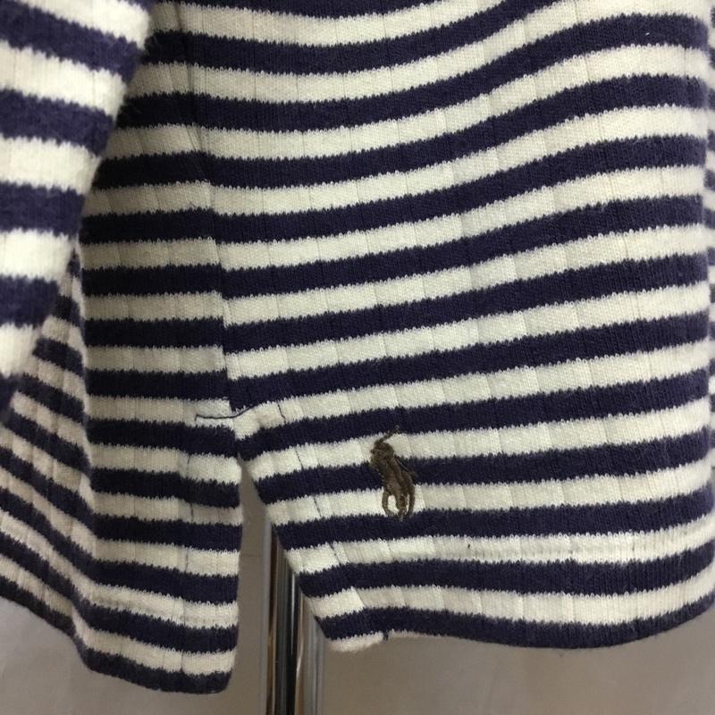 ラルフローレン RALPHLAUREN ニット、セーター 長袖 長袖ニットカットソー ニット セーター タートルネックニット L ボーダー柄 白 / ホワイト / X 紺 / ネイビー / メンズ USED 古着 中古 10120258