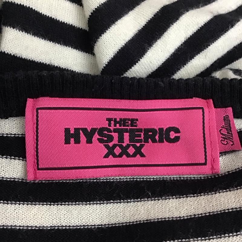ジィ ヒステリック トリプルエックス Thee Hysteric XXX ニット、セーター 半袖 半袖ニットカットソー クルーネックカットソー 半袖セーター M ボーダー柄 白 / ホワイト / X 黒 / ブラック /  メンズ USED 古着 中古 10113136