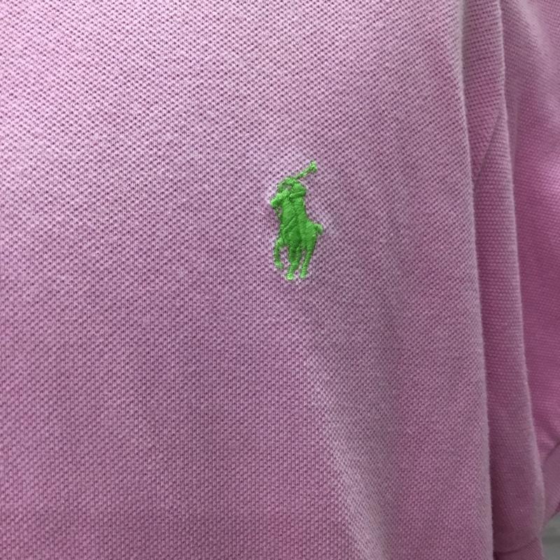 ポロバイラルフローレン Polo by RALPH LAUREN ポロシャツ 半袖 半袖ポロシャツ カラーシャツ 半袖カットソー XL ロゴ、文字 桃 / ピンク / メンズ USED 古着 中古 10109284