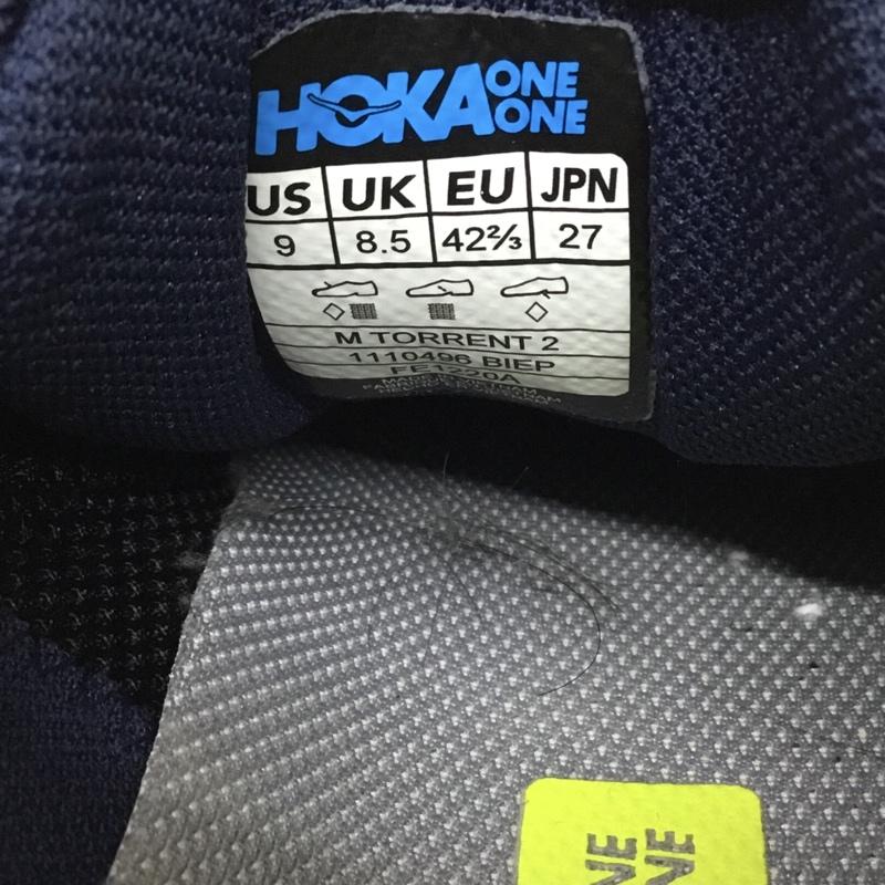 ホカオネオネ HOKA ONEONE スニーカー スニーカー 1110496 Torrent 2 27cm 27.0cm ロゴ、文字 紺 / ネイビー / X 黄 / イエロー / メンズ USED 古着 中古 10121816