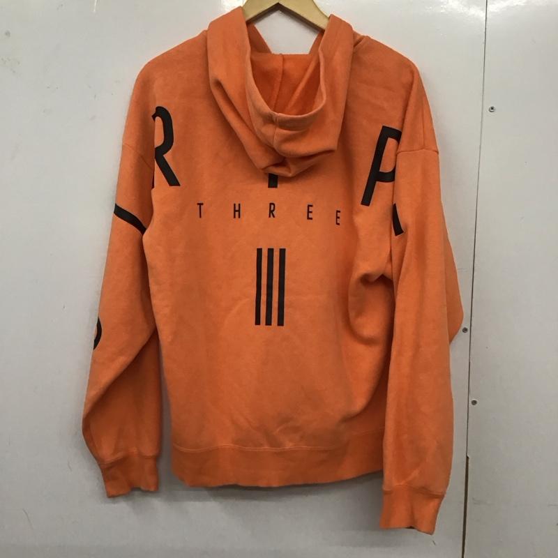 アディダス adidas パーカー 長袖 ed1996 パーカー ジップアップパーカー スポーツウェア M ロゴ、文字 橙 / オレンジ / メンズ USED 古着 中古 10129296