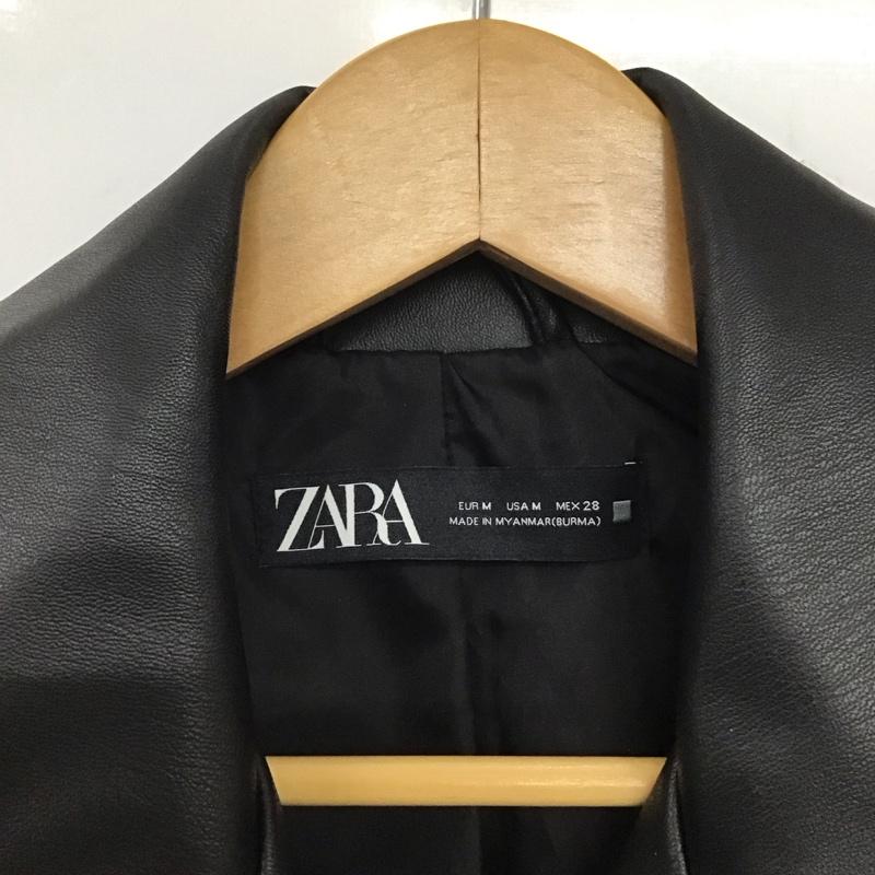 ザラ ZARA ジャケット、上着 ライダース 3046/060/800 レザー風バイカージャケット M 無地 黒 / ブラック / レディース USED 古着 中古 10133675