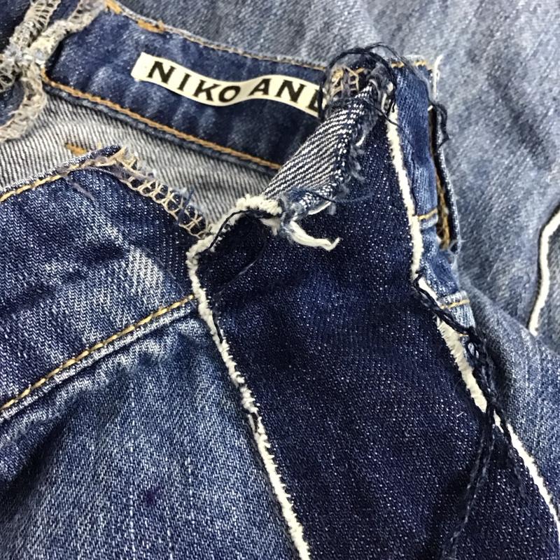 ニコアンド niko and... パンツ デニム、ジーンズ デニムパンツ ワイドパンツ カジュアルパンツ 3 ダメージ加工 インディゴ / インディゴ / レディース USED 古着 中古 10142475