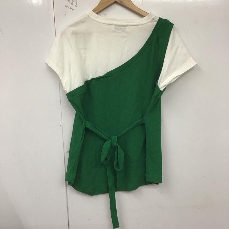 アズールバイマウジー AZUL BY MOUSSY カットソー 半袖 250GSB80-221D ONE SHOULDER BUSTIER TOPS M 無地 白 / ホワイト / X 緑 / グリーン / レディース USED 古着 中古 10129766