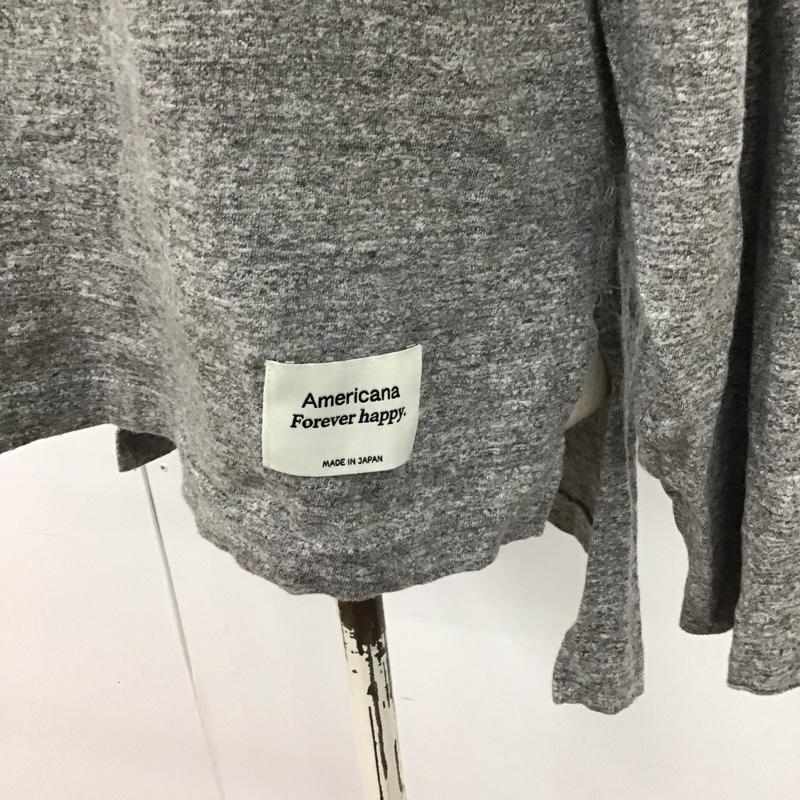 アメリカーナ AMERICANA カットソー 長袖 FOOT BALL TEE 後ろVネック丸胴 ワンポイント 灰 / グレー / レディース USED 古着 中古 10122465