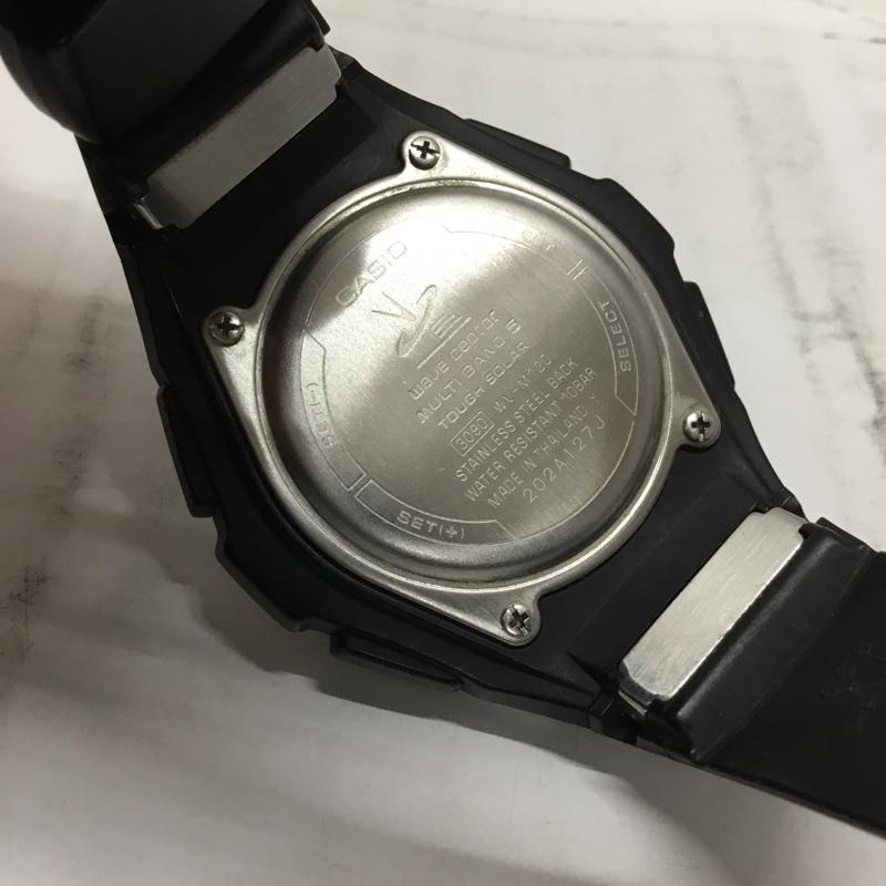 カシオ CASIO 腕時計 デジタル WV-M120 タフソーラー wave ceptor ロゴ、文字 黒 / ブラック / X 銀 / シルバー / メンズ USED 古着 中古 10106379