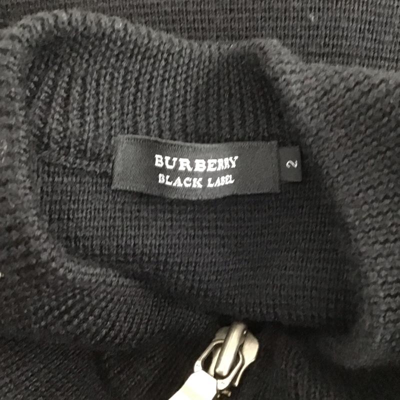 バーバリーブラックレーベル BURBERRY BLACK LABEL ニット、セーター 長袖 bmt10-118-09 長袖ニット ジップアップニットジャケット アウター セーター 2 ロゴ、文字 黒 / ブラック / メンズ USED 古着 中古 10106326