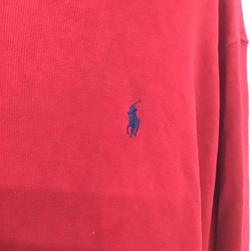 ポロラルフローレン POLO RALPH LAUREN トレーナー 長袖 長袖スウェット ジップネックトレーナー プルオーバー ロゴ、文字 赤 / レッド / メンズ USED 古着 中古 10112724
