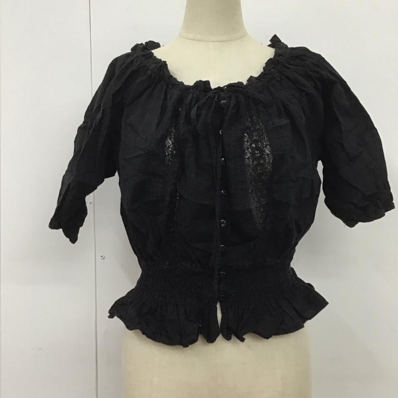 フリークスストア FREAK S STORE シャツ、ブラウス 半袖 半袖シャツ 前開シャツ ワイドネックカットソー フリルシャツ FREE 無地 黒 / ブラック / レディース USED 古着 中古 10106613
