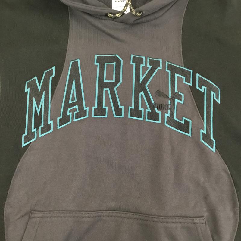 プーマ PUMA パーカー 長袖 PUMA x MARKET リラックス フーディー プーマ マーケット コラボ プルオーバー パーカー 535083-53 XL 黒 / ブラック / X 灰 / グレー / X ダークグレー / ダークグレー / X 青 / ブルー / メンズ USED 古着 中古 10136982
