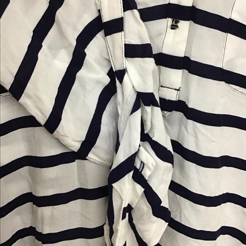 ザラベーシック ZARA BASIC カットソー 七分袖 XS ボーダー柄 白 / ホワイト / X 紺 / ネイビー / レディース USED 古着 中古 10130387