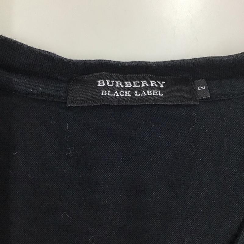 バーバリーブラックレーベル BURBERRY BLACK LABEL Tシャツ 半袖 半袖カットソー プリントTシャツ Vネックカットソー 2 ロゴ、文字 黒 / ブラック /  メンズ USED 古着 中古 10111329