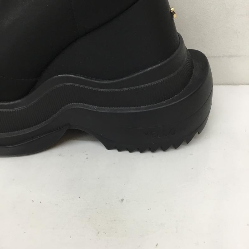 イエロー YELLO ブーツ ショートブーツ DOUBLE SNEAKER SHORT BOOTS M プリント 黒 / ブラック / レディース USED 古着 中古 10133472