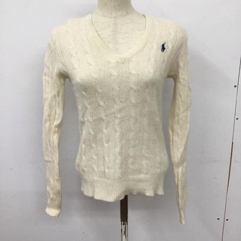 ポロラルフローレン POLO RALPH LAUREN ニット、セーター 長袖 Vネック S 無地 白 / ホワイト / レディース USED 古着 中古 10128051