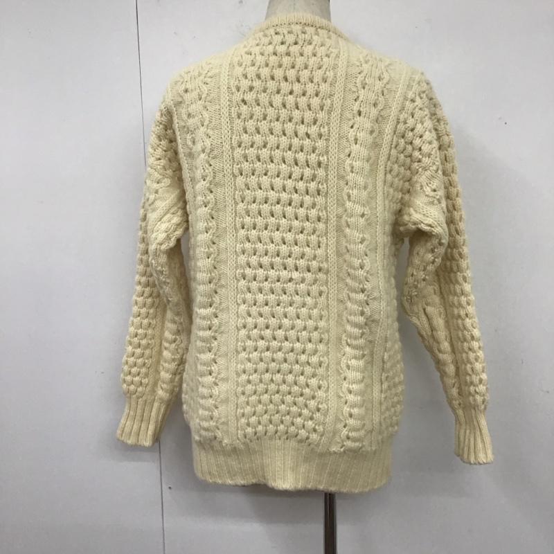 古着 USED ニット、セーター 長袖 長袖ニット リブニット セーター クルーネックカットソー セーター アイルランド製 アラン編み L 無地 オフホワイト / オフホワイト / メンズ USED 古着 中古 10106304