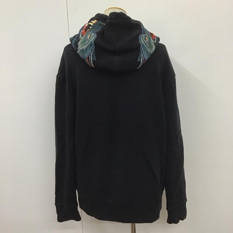 グッチ GUCCI パーカー 長袖 長袖パーカー フード付きパーカー プリントスウェット トレーナー M プリント 黒 / ブラック / メンズ USED 古着 中古 10110413