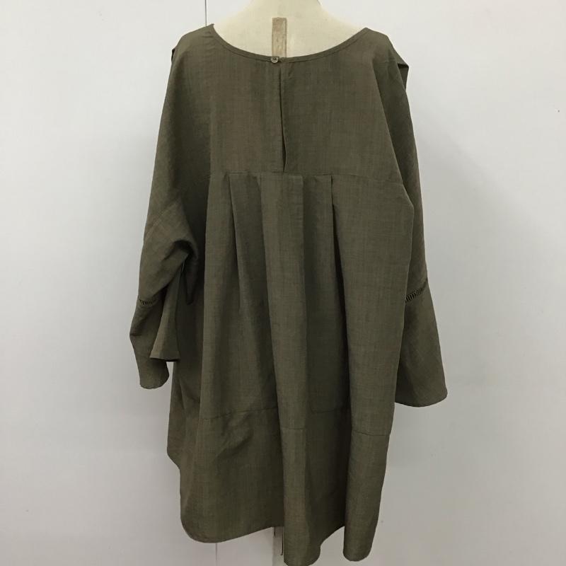 ジーナシス JEANASIS カットソー 半袖 JS063444MC Vネック プルオーバー FREE 無地 カーキ / カーキ /  レディース USED 古着 中古 10114227