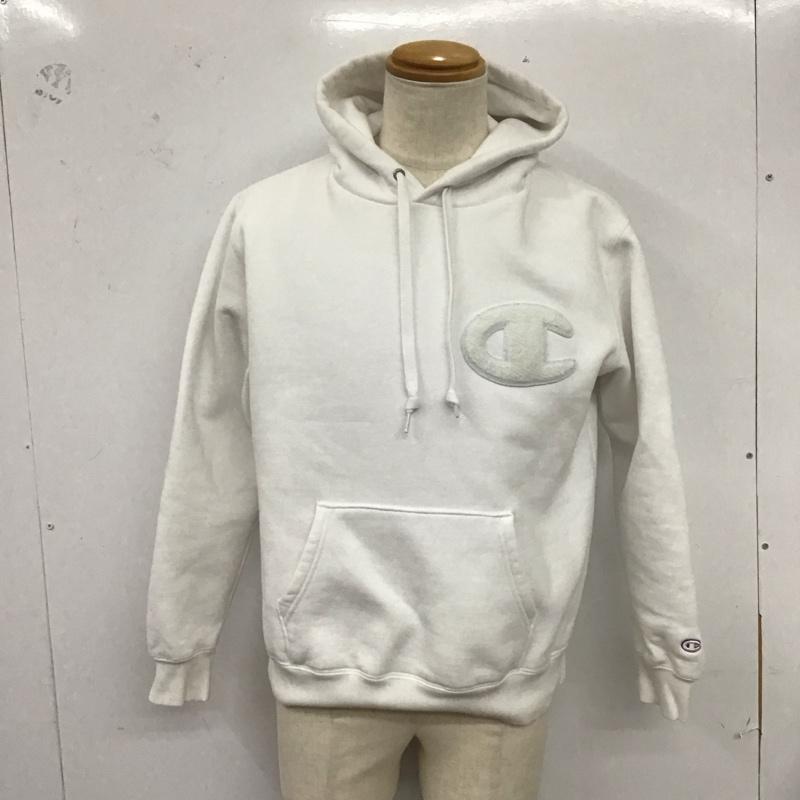 チャンピオン Champion パーカー 長袖 C3-L119 チャンピオンプルオーバースウェットパーカーアクションスタイル L ロゴ、文字 白 / ホワイト / メンズ USED 古着 中古 10125813