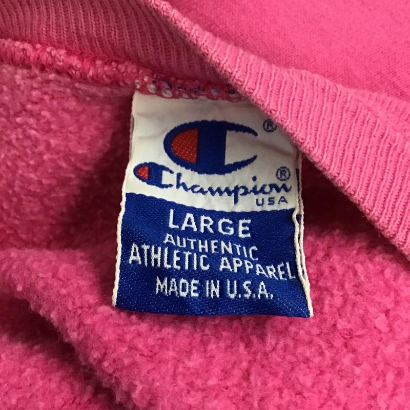 チャンピオン Champion トレーナー 長袖 長袖トレーナー スウェット リブ クルーネックカットソー 古着 90s L ロゴ、文字 桃 / ピンク / メンズ USED 古着 中古 10105573