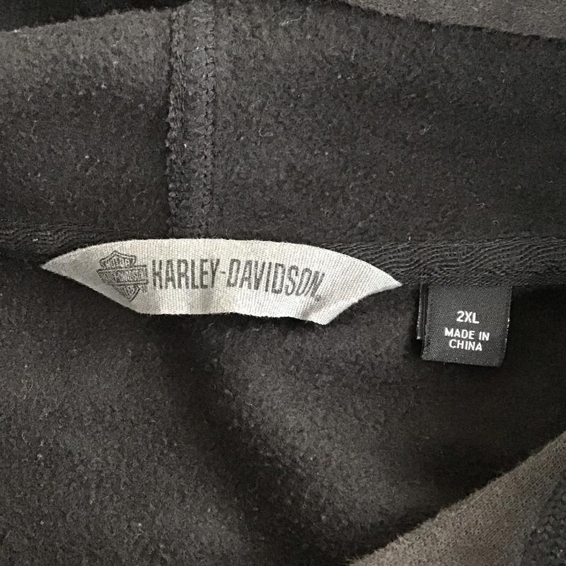 ハーレーダビッドソン Harley-Davidson パーカー 長袖 長袖パーカー フード付きパーカー プリントスウェット トレーナー XXL ロゴ、文字 黒 / ブラック /  メンズ USED 古着 中古 10119956