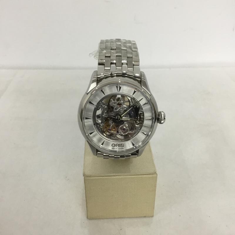オリス ORIS 腕時計 アナログ(自動巻き) 7591-01 スケルトン 箱有 ロゴ、文字 銀 / シルバー / メンズ USED 古着 中古 10135046