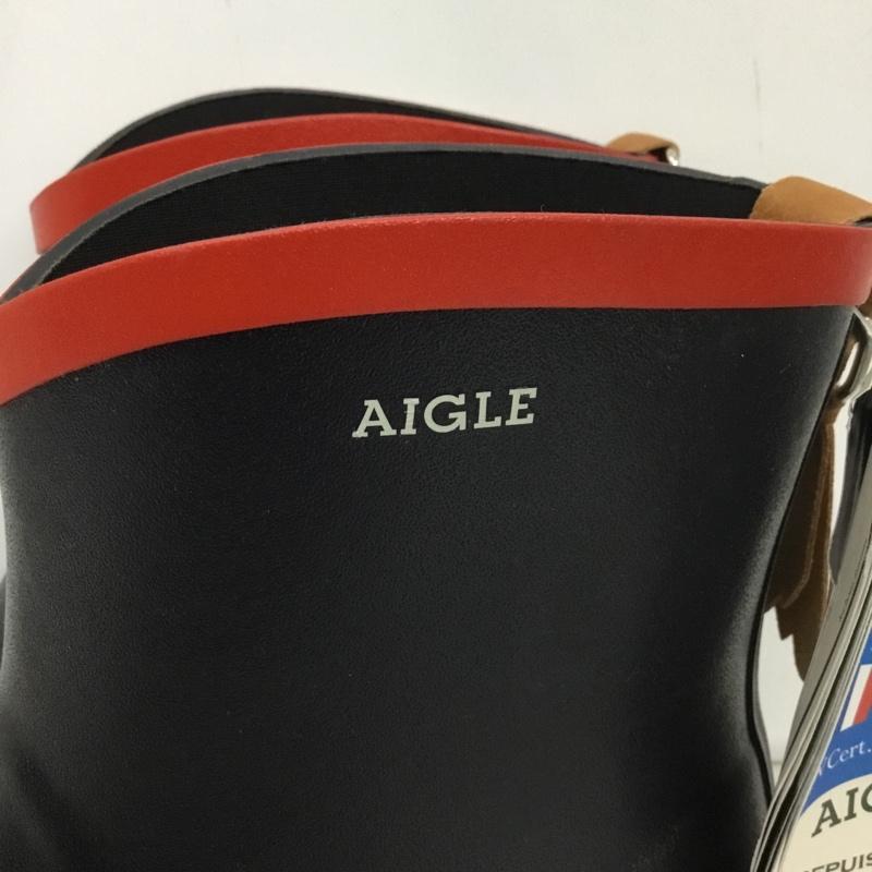 エーグル AIGLE 長靴、レインシューズ 長靴、レインシューズ ZZF8404 ラバーミドルブーツ MS JULIETTE BOT タグ付き 37 ロゴ、文字 紺 / ネイビー / レディース USED 古着 中古 10135750