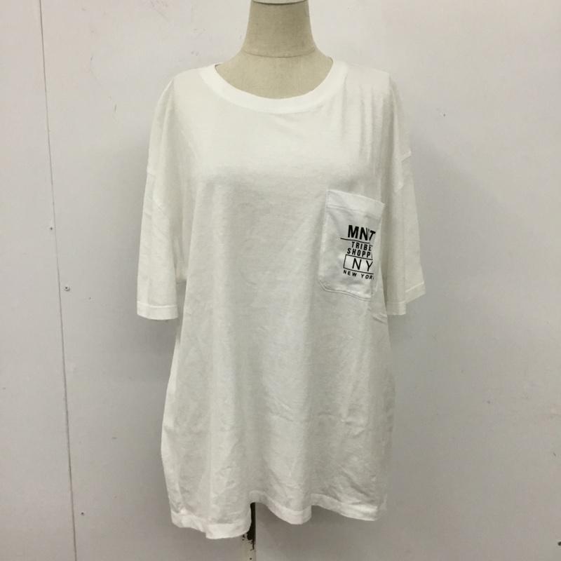 ザラ ZARA Tシャツ 半袖 0264 454 250 胸ポケット クルーネック M ロゴ、文字 白 / ホワイト / レディース USED 古着 中古 10107031
