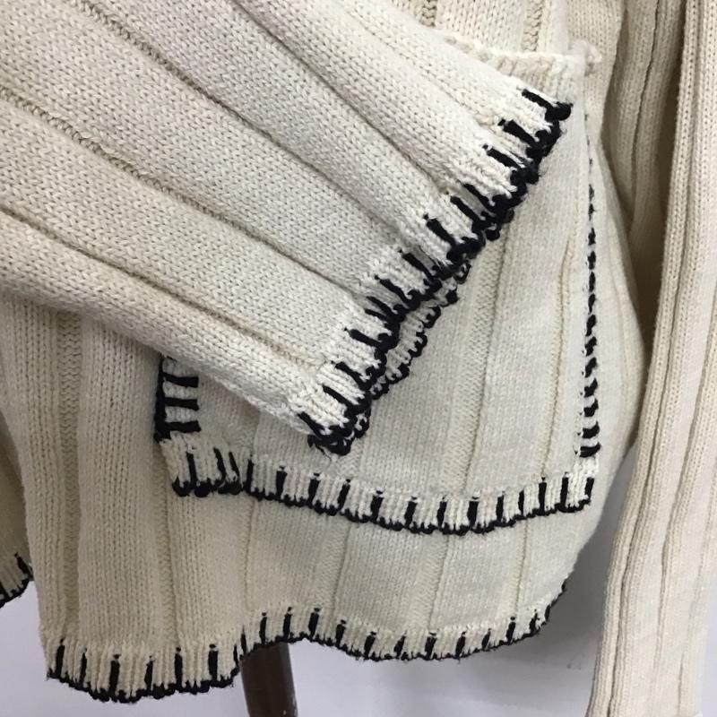 ザラ ZARA ニット、セーター 長袖 長袖ニットカットソー Vネックカットソー リブニット S 無地 白 / ホワイト / レディース USED 古着 中古 10118521