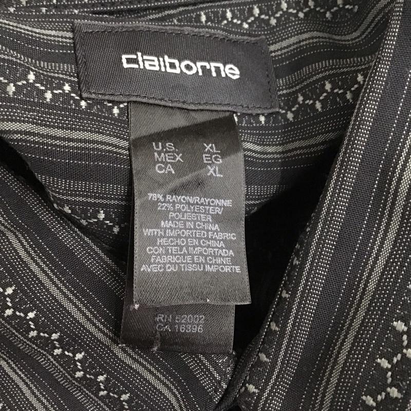 古着 USED シャツ、ブラウス 長袖 claiborne XL ストライプ 黒 / ブラック / X カーキ / カーキ / メンズ USED 古着 中古 10107665