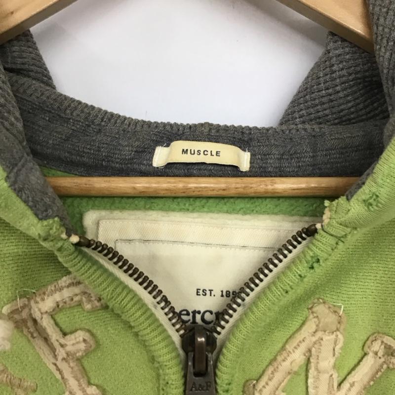 アバクロンビーアンドフィッチ ABERCROMBIE&FITCH パーカー 長袖 ジップアップパーカー 長袖パーカー カジュアルジャケット L ロゴ、文字 黄緑 / イエローグリーン /  メンズ USED 古着 中古 10132075
