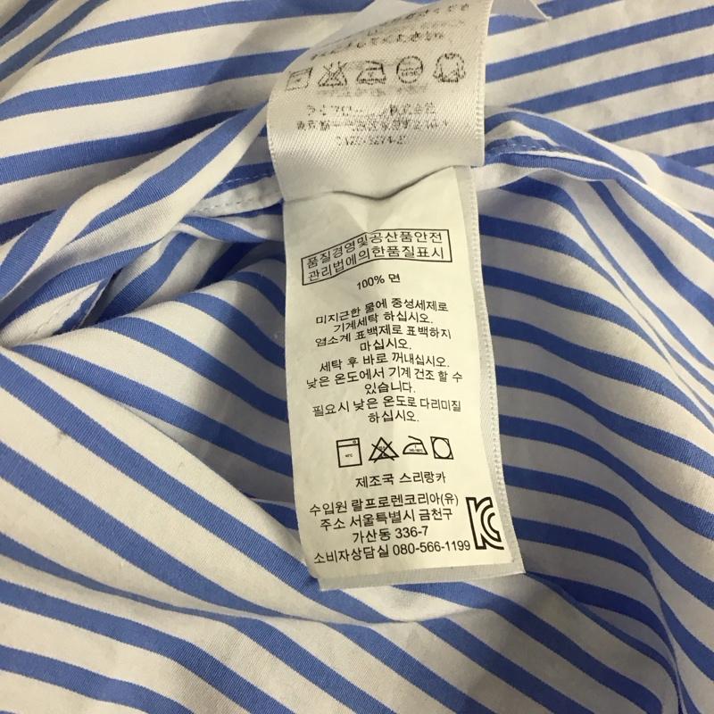 ラルフローレン RALPHLAUREN シャツ、ブラウス 半袖 ボタンダウン ストライプ L ワンポイント 白 / ホワイト / X 水色 / ライトブルー / メンズ USED 古着 中古 10133573