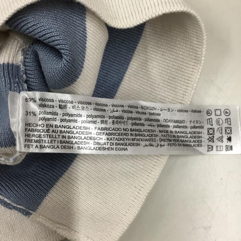 ザラ ZARA タンクトップ タンクトップ 3519 030 080 クロップド丈 ニット M ボーダー柄 アイボリー / アイボリー / X 水色 / ライトブルー / レディース USED 古着 中古 10118999