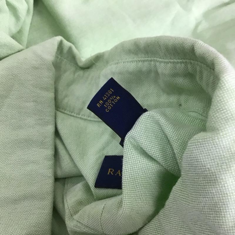 ラルフローレン RALPHLAUREN シャツ、ブラウス 長袖 ボタンダウン コットン XXL ワンポイント 薄緑 / ライトグリーン / メンズ USED 古着 中古 10112936
